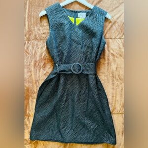 Milly Dress Women Sz#6 Black Bright Mini Sleeveless with Belt Good Condition